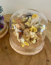 Med Glass Flower Dome - Yellow & Gold