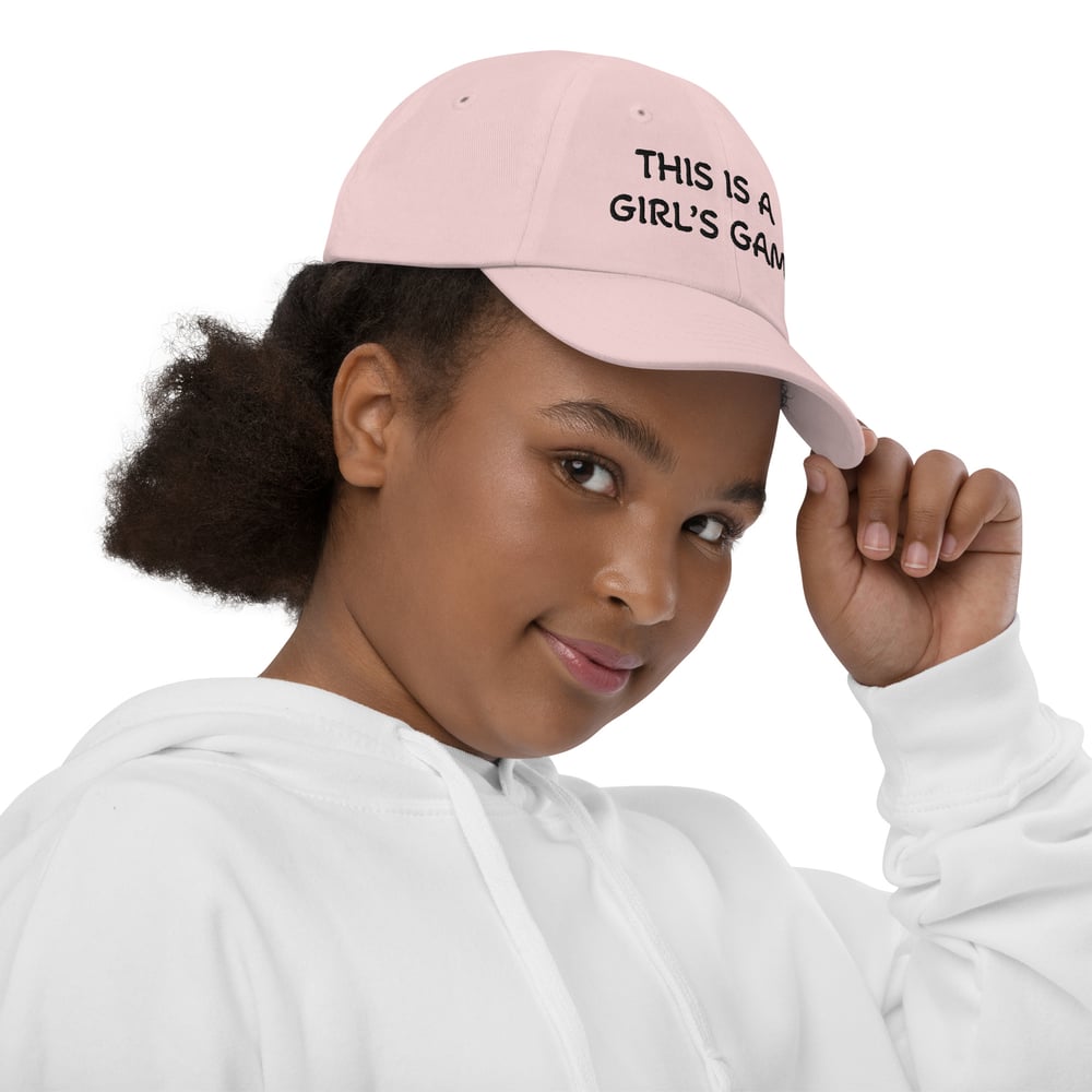 Image of Youth This is a Gir;'s Game Hat pink letters