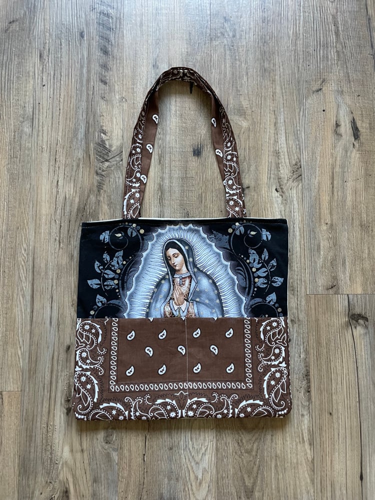 Virgencita Bandana Tote w/ pockets
