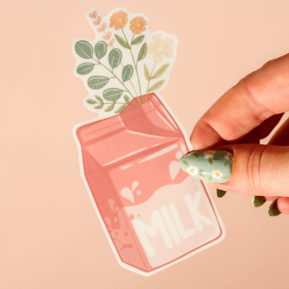 Image of Milk Carton Flower Sticker