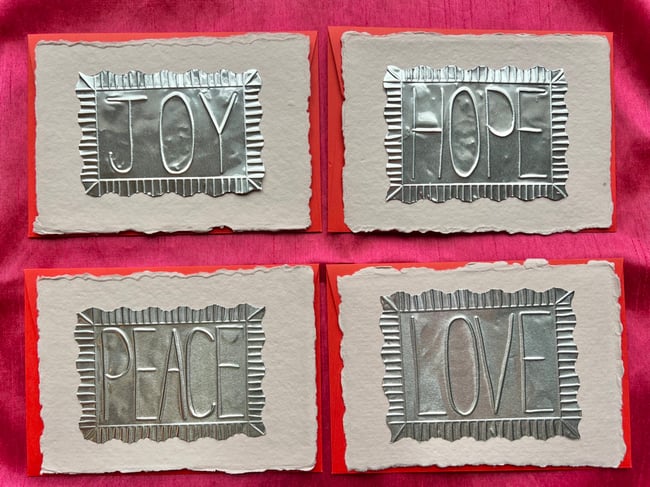 Embossed foil notecards