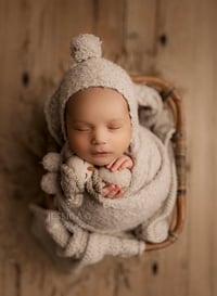 Image 1 of Bone Sweater Bonnet With Removable Pom