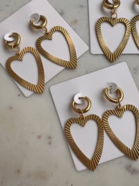 Image 5 of HEART BEAM EARRINGS ON MINI HOOP