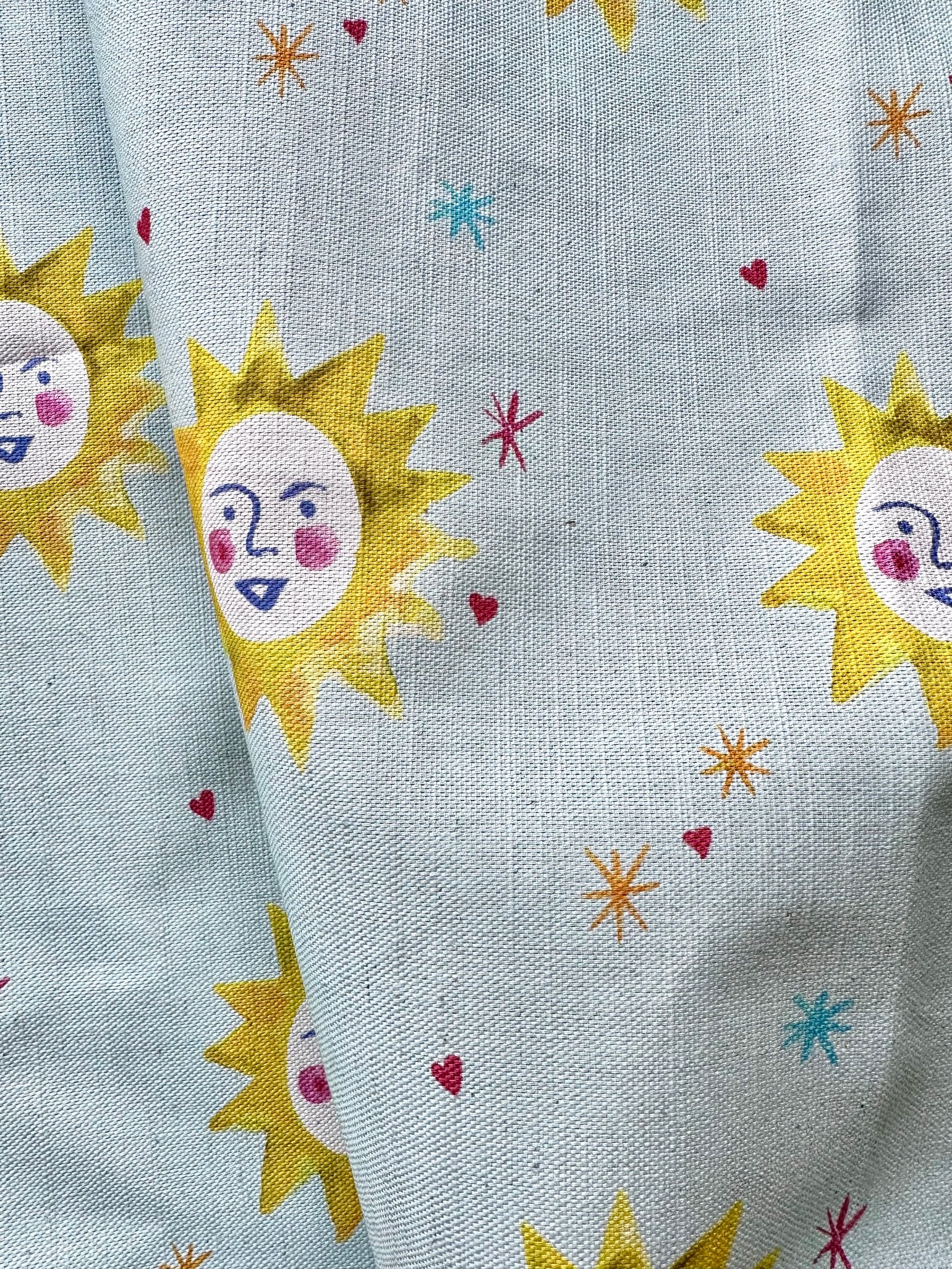 Image of Sunny Smiles Linen Cotton Fabric By The Metre