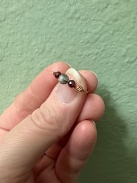 Image 3 of Size 5 Garnet & Moss Agate Copper Ring