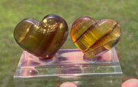 Image 5 of Yellow Fluorite Carved Hearts Pair #2516