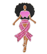 BC PINK RIBBON AFRO LADY BROOCH