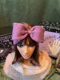 Image 1 of "Bow Down to Cozy" Purple Ear Warmer 