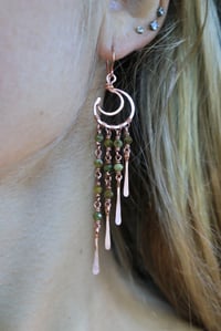Image 2 of Copper + Green Garnet Moon Chandeliers