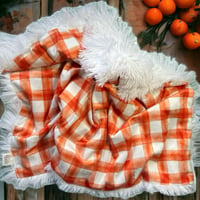 Image 2 of Orange Plaid Infant Car Sear Blanket 17”x 27”
