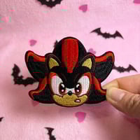 Image 1 of Dark Hedgehog - 3.25 Inch - Embroidered, Iron-On Patch