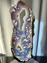Image 5 of 6.4lb Flower Agate XL Druzy Rough Edge Crystal Slab with Custom Stand 