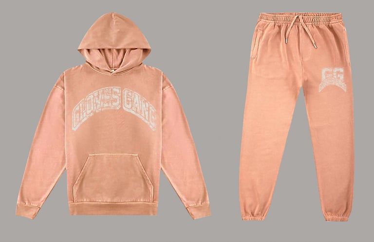 GLOVES GANG HEAVYWEIGHT SWEATSUIT (CORAL/WHITE)