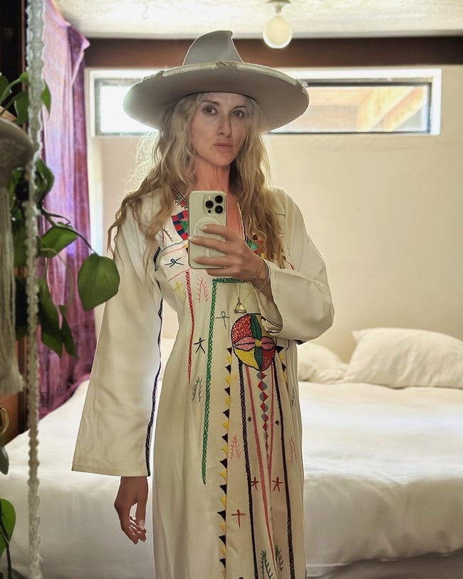  late 1960s hand embroidered COSMIC CAFTAN maxi dress