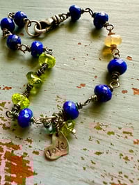 Image 8 of lapis and peridot charm bracelet