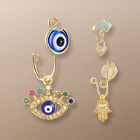 Image 2 of Evil Eye Nose Cuff Ring With Charm