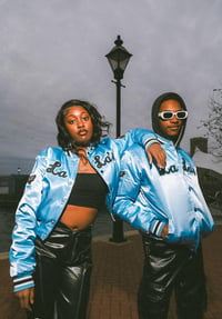 Image 3 of The Official LALA’s Alumni Blue Satin Crop Jacket 