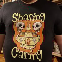 Image 2 of SHARING IS CARING Full-Color T-Shirt MEN'S or LADIES Cut