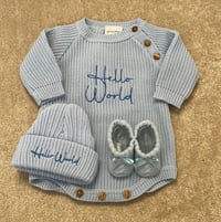 Blue Hello World Booties Set