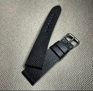 Image of Black Hatch Grain Calfskin Watch Strap