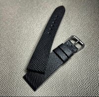 Image 1 of Black Hatch Grain Calfskin Watch Strap