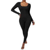 Image 4 of Fitted Stretch Yoga Romper workout jumpsuit