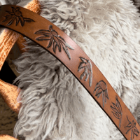 Image 2 of ANTIQUE BROWN FLANNEL FLOWER BELT