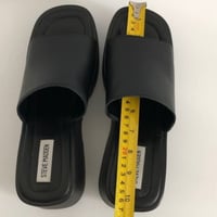 Image 12 of STEVE MADDEN Black Genuine Leather Platform Slide Sandals