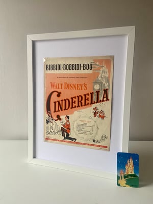 Image of Cinderella c1949, framed vintage sheet music of  'Bibbidi-Bobbidi-Boo'