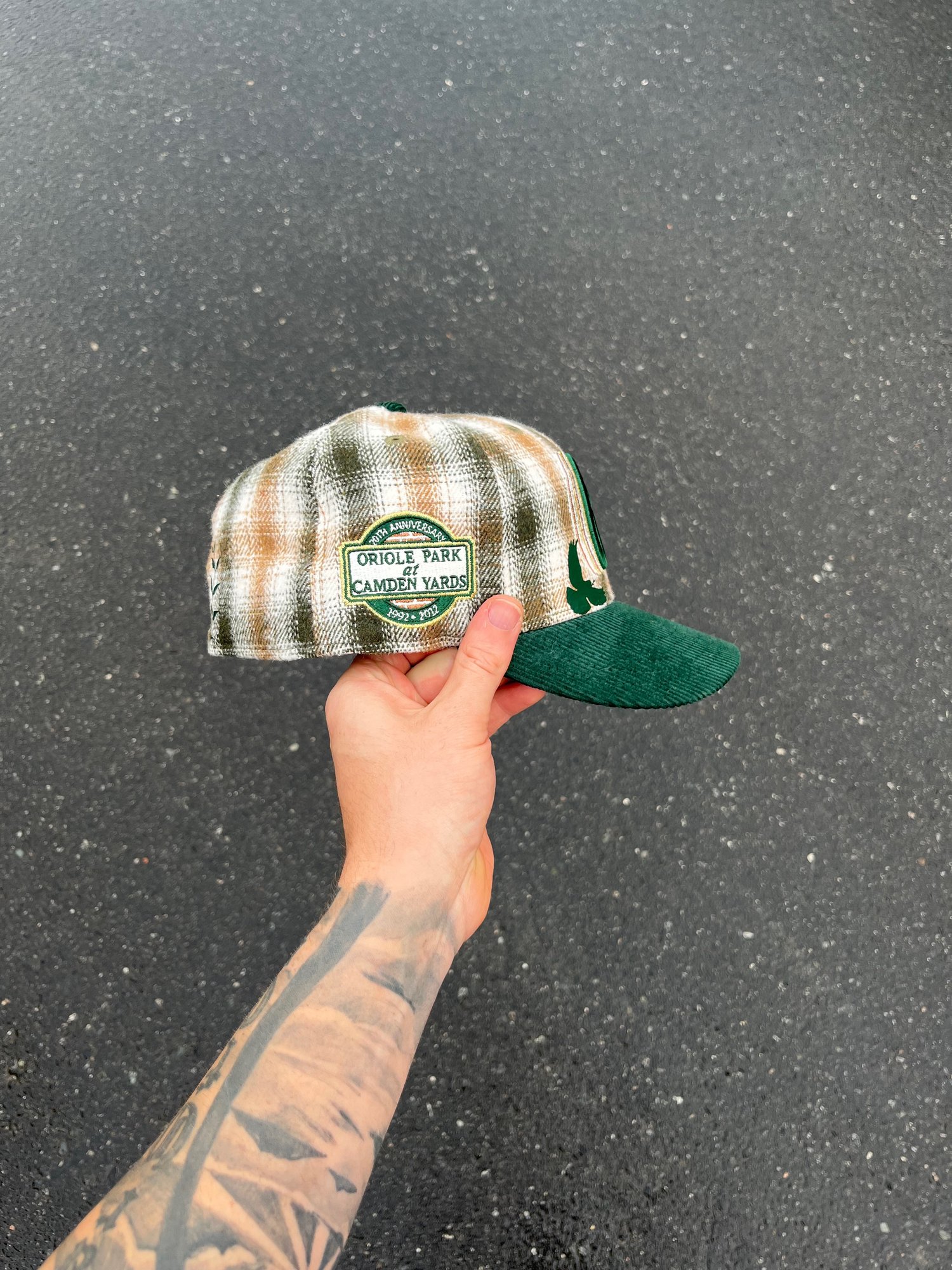 Image of CORDUROY BRIM FLANNEL BALTIMORE ORIOLES CUSTOM FITTED CAPS