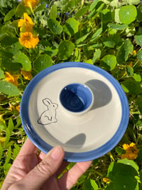 Image 2 of Rabbit decorated Egg Plate BLUE 