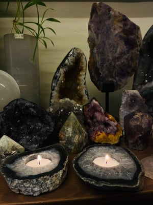 Image of Natural agate t light candle holder