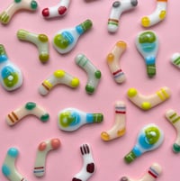 Image 3 of Fused glass tiny mismatched sock magnets: set of 3
