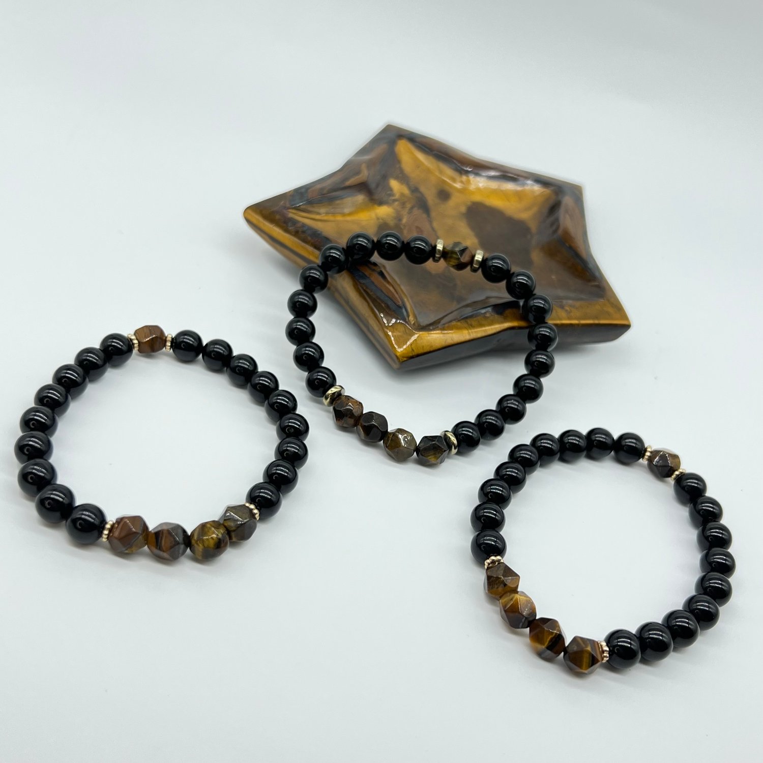 Tigers Eye Beaded Bracelet With Hematite Spacers