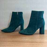 Image 4 of NINE WEST Elegant Pointed Toe Teal Suede Ankle Boots