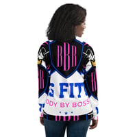 Image 2 of BOSSFITTED White Neon Pink and Blue Unisex Bomber Jacket