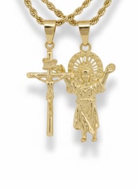 Image 2 of 14k EP Gold Plated Double necklace and pendant set 