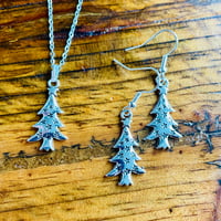 Image 3 of Set of 5 pairs of Christmas tree silver plated earrings 