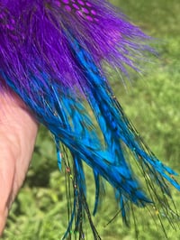 Image 3 of Feather Earrings, Festival Earrings, Colorful Dangle Earrings, Feather Earrings Purple Blue Black