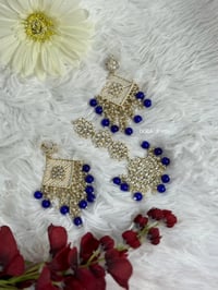 Image 1 of Kundan and pearl designer earrings and tikka set