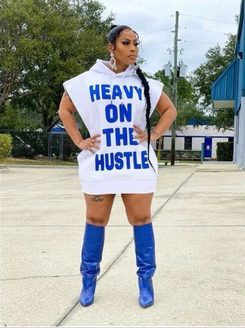 Image of Heavy on the hustle hooded dress