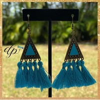 Image 2 of Triangle Dangle Drop Tassel Earrings!