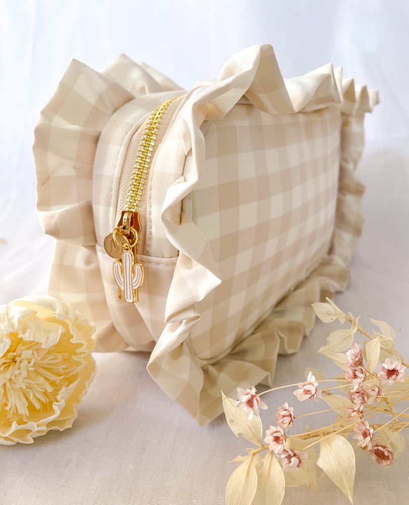 Image of  PRE ORDER * Late Jan * est arrival NUDE Gingham Personalised Kids Accessories / Travel Bag 