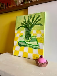 Image 2 of Bright Acrylic Asparagus on Canvas