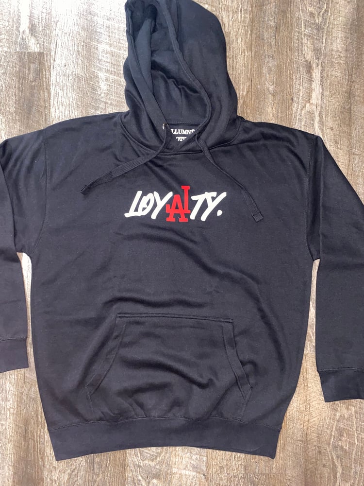 Image of Black and red unisex hoodie 