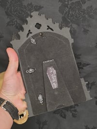 Image 6 of Antique biblical page and real preserved web inside  black cathedral frame