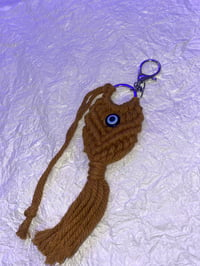 Image 4 of Fabric evil eye keychain