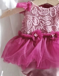 Image 2 of Newborn dress for photo shoots | Clara | peach | fuchsia
