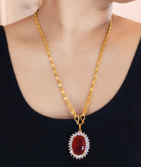 Image 3 of GP_2016_American Daimond Pendant with Gold Plated Necklace Set