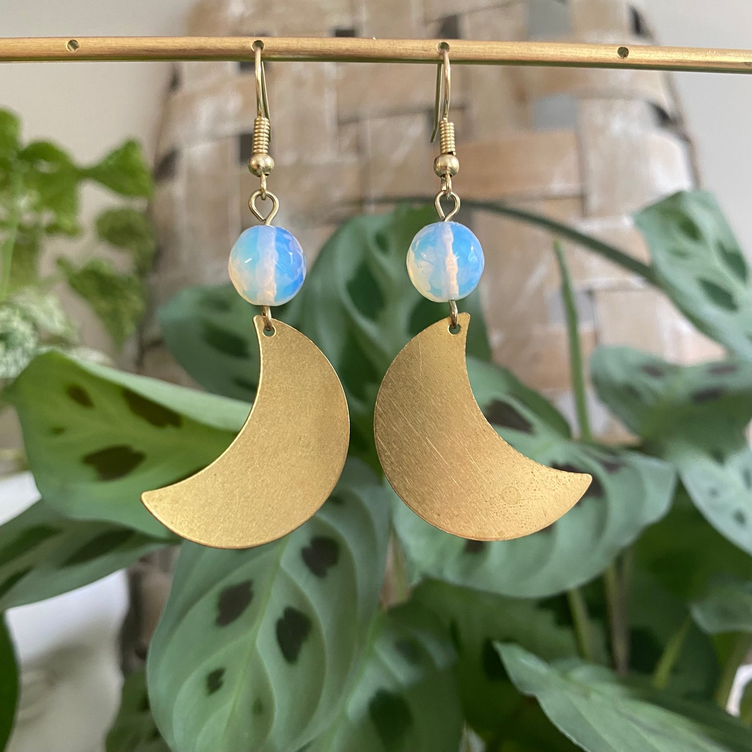 Image of Opalite Moon Earrings